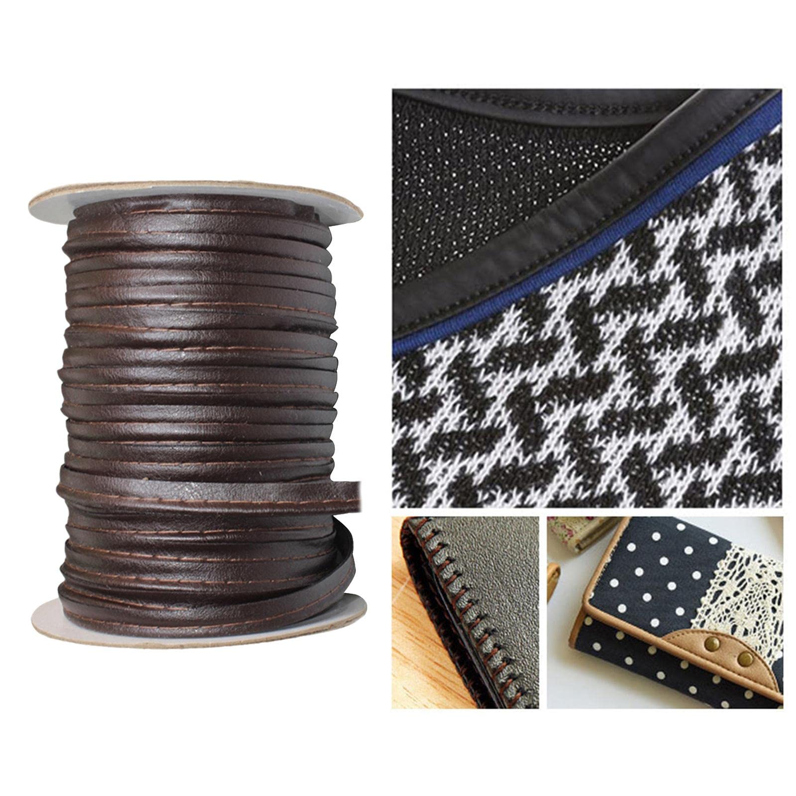 Faux Leather Bias Tape Spool - 50 Yards Continuous Bulk for Apparel Sewing and Quilting - Brown