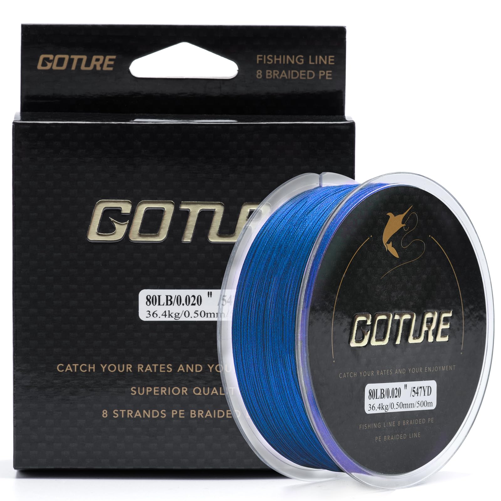 Ultra Thin Strong Sensitive Smooth and Zero Stretch Fishing Line, Super Abrasion Resistant Tournament Braided Lines - Blue, Black, Dark Green, Army Green- 20-80LB