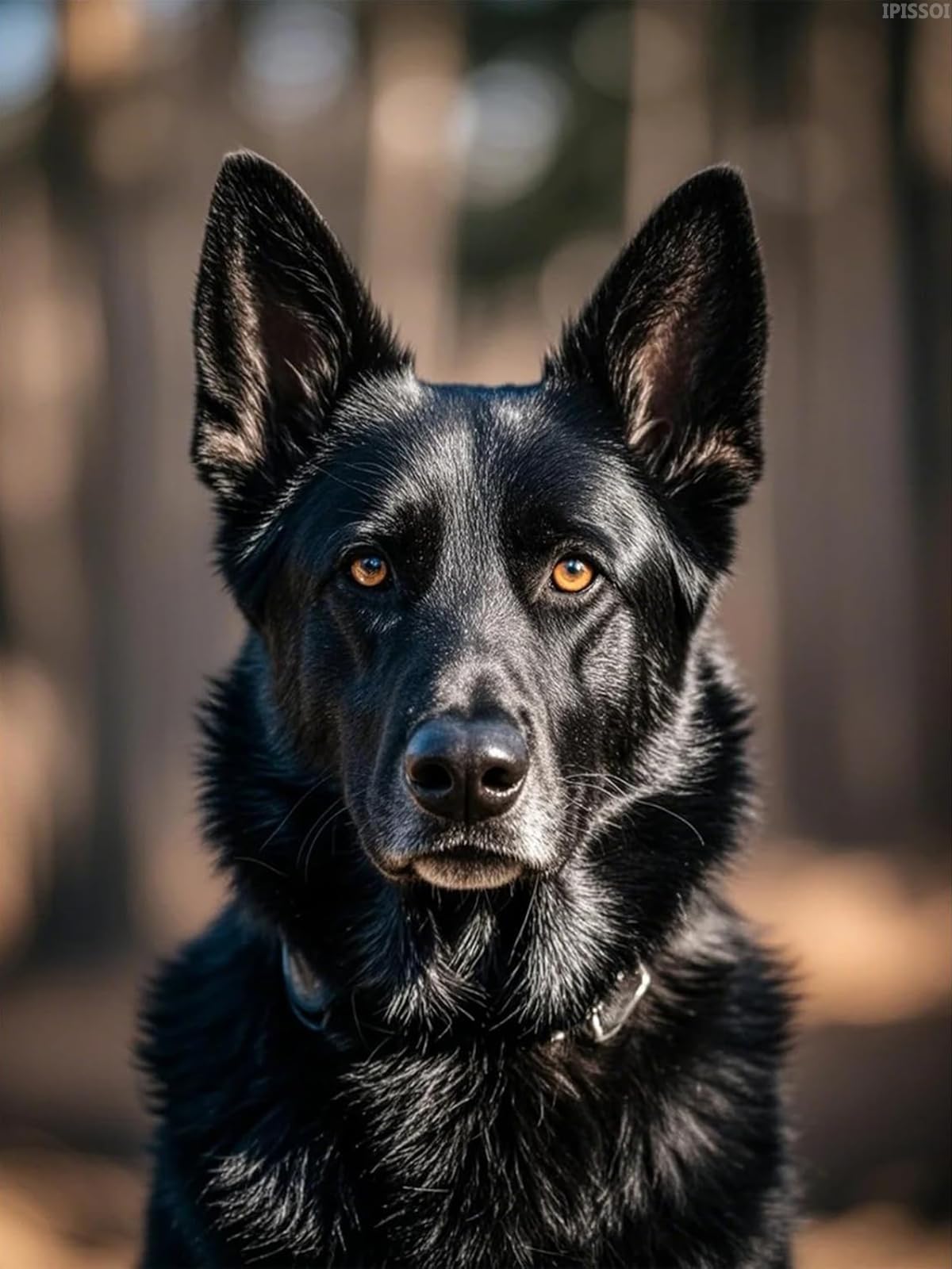 IPISSOI Black German Shepherd Diamond Art 5D Diamond Painting DIY Kits Full Round Drill Bead Art by Number Stitch Handmade Arts and Crafts for Home