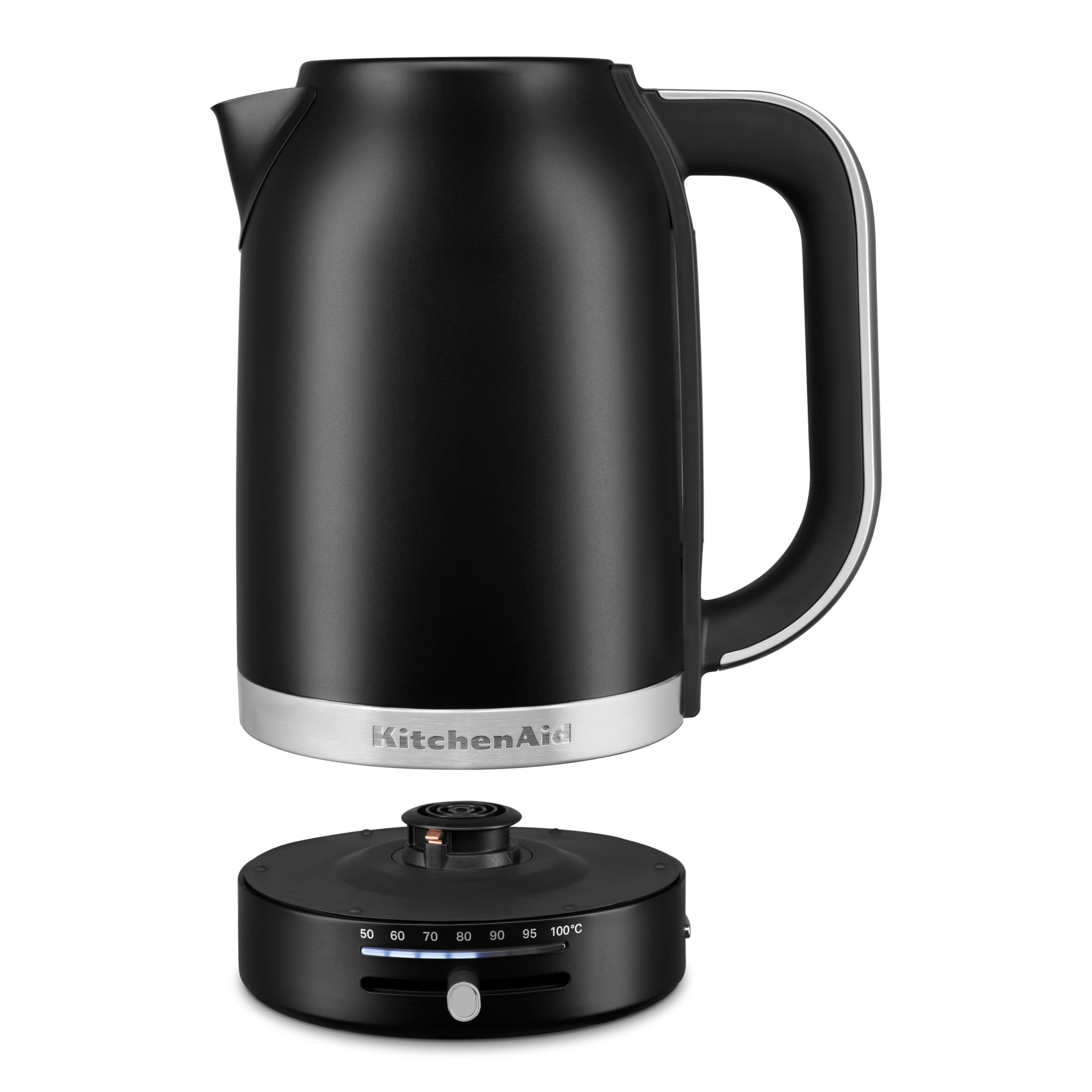 KitchenAid Wasserkocher mit Temperatureinstellung von 50 bis 100°C - Teekocher mit Temperaturanzeige und Kalkfilter 1,7L - Electrisch 2400 Watt (Matt Schwarz)