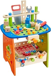 Ohuhu Tool Bench Set Kids Toy Play Workbench, Kids Wooden Tool Bench Workshop, Workbench with Tools Set (89 Piece Set), Wooden Construction Bench Toy for Boys Girls 3 Year Old and Up