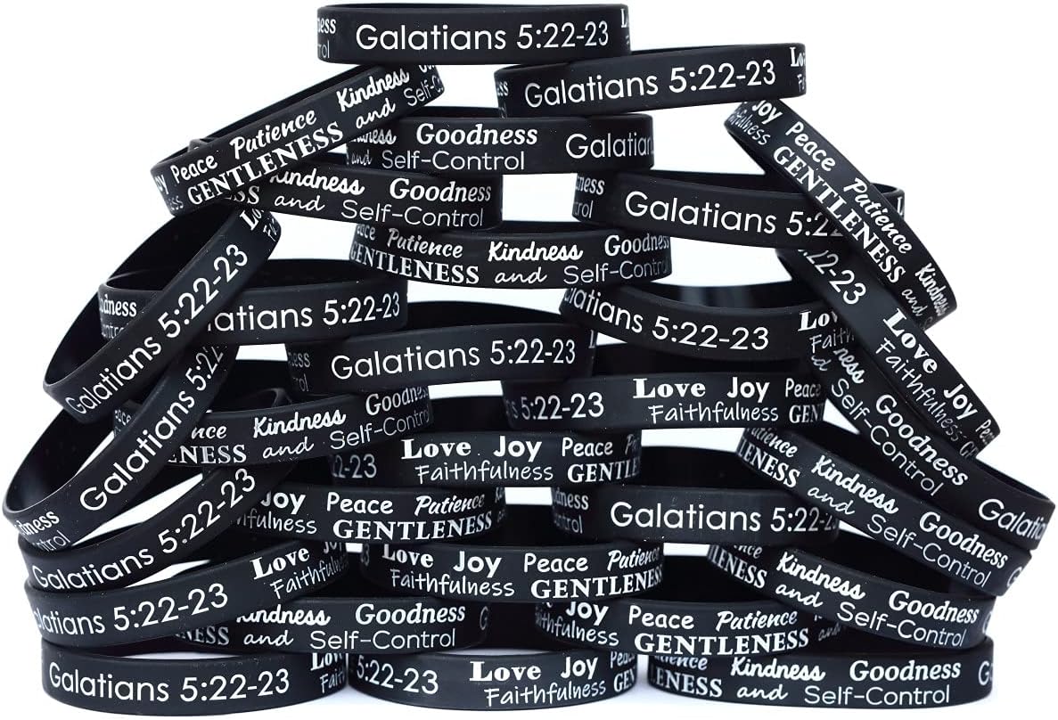 Love Joy Peace Patience Wristband Set (from 2 to 100 Bands) Fruit of The Spirit Galations Bracelets