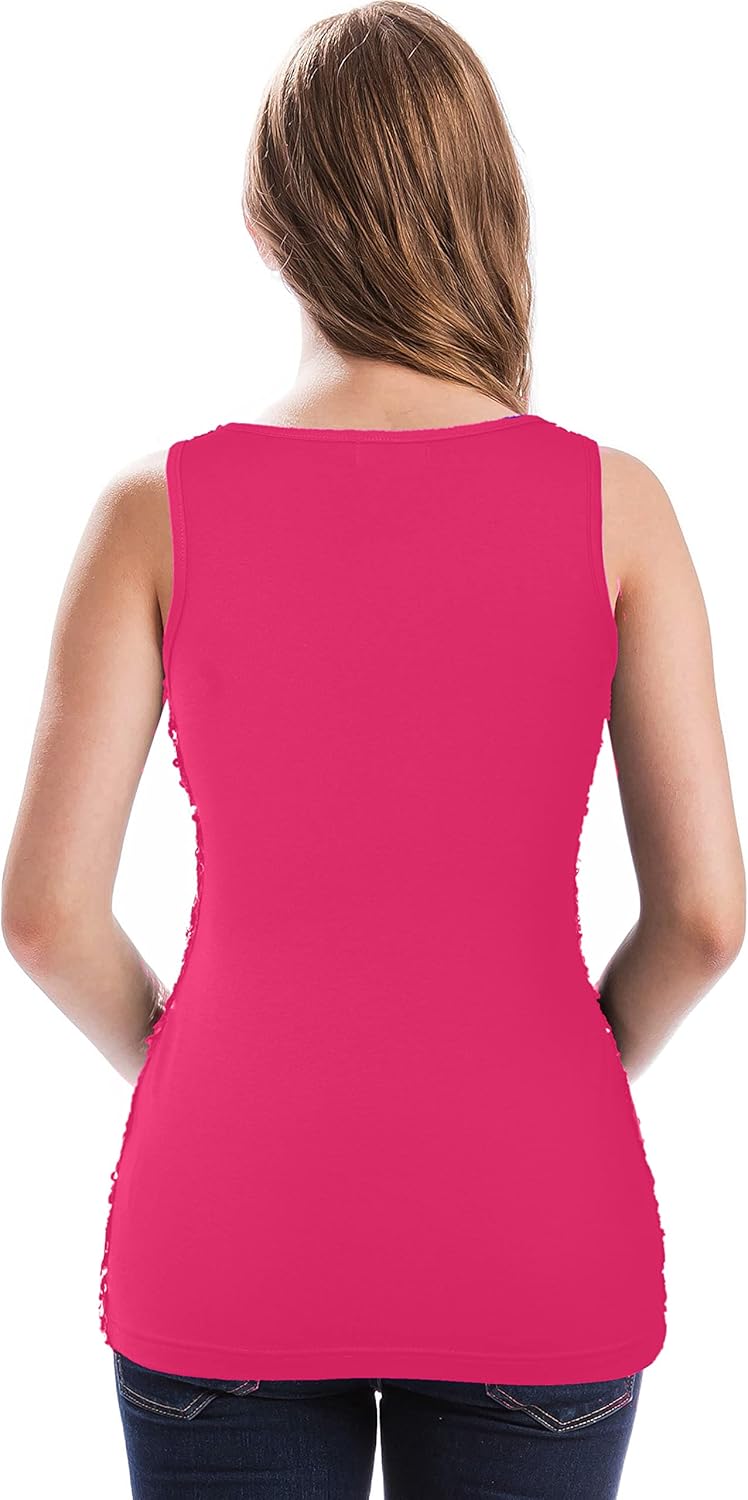 MANER Women's Sequin Tops Sleeveless Glitter Gradient Tank Club Party Vest XS-3XL - Image 2