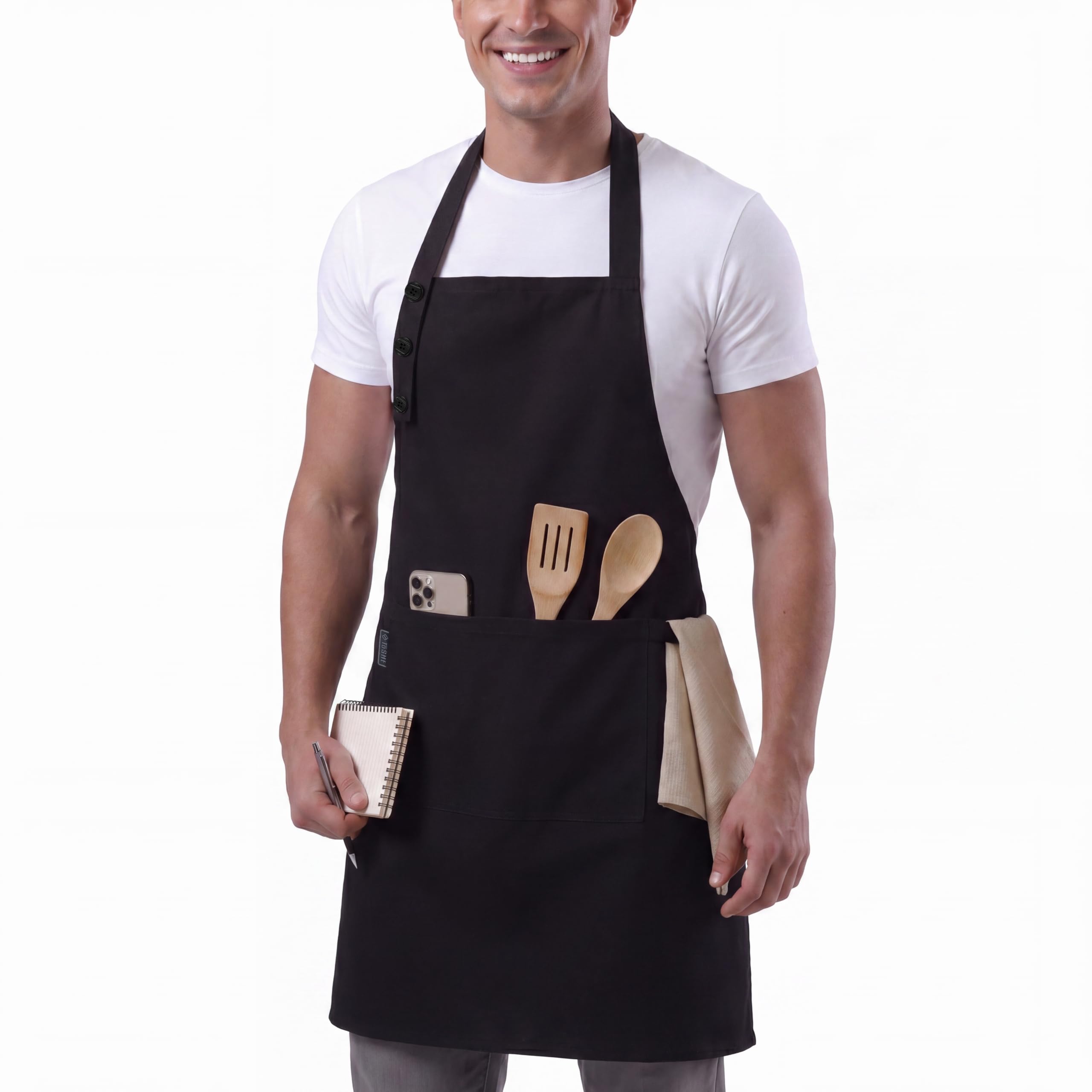 TOSHE Kitchen Apron for Women &amp; Men Waterdrop Resistant, Adjustable Button
