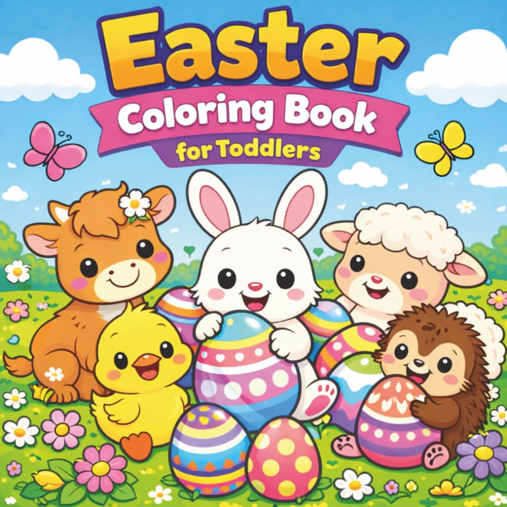 Easter Coloring Book for Toddlers: Cute Baby Animals, 60 Simple Pages, and Happy Spring Fun with Bold, Easy Coloring Designs