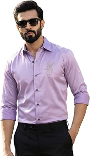Afflatus Men’s Premium Satin Shirt with Designer Stone Work | Stylish Casual Shirt for Men | Full Sleeve Luxury Formal Shirt Price In India