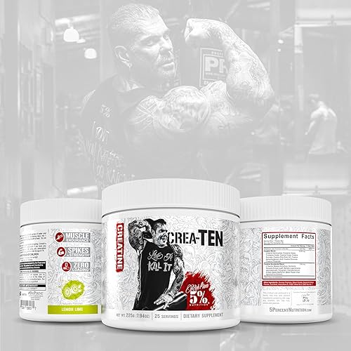 Miniatura 6 de 5% Nutrition CreaTEN Creatine Complex + Accelerators  Creatina en polvo saborizada para ganancia muscular  Máxima potencia, fuerza, resistencia y