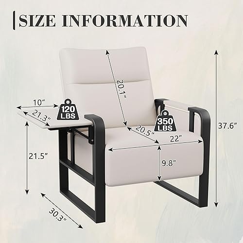 Miniatura 2 de Silla Tapizada de Sala de Estar con Reposabrazos, Silla de Acento de Metal de Cuero Sintético de Mediados de Siglo, Sofá de Recepción Silla de