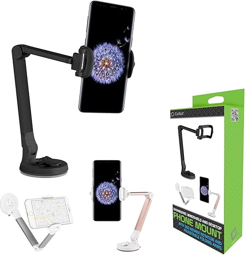 Miniatura 7 de Cellet Soporte de teléfono para automóvil - Soporte para parabrisas y tablero, fuerte succión, plegable (blanco)