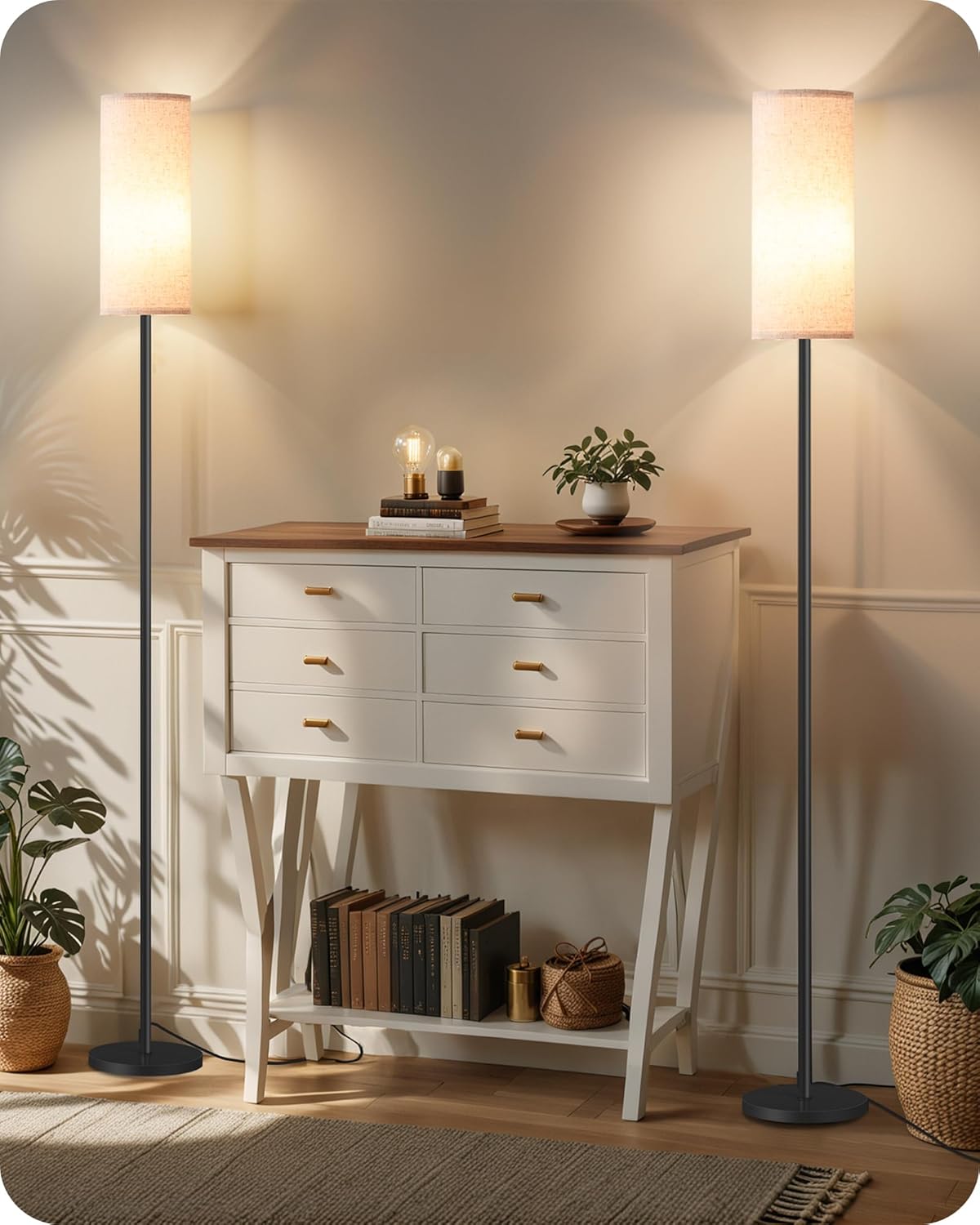 Dimmable Floor Lamp for Living Room, 2Pack Corner Floor Lamp