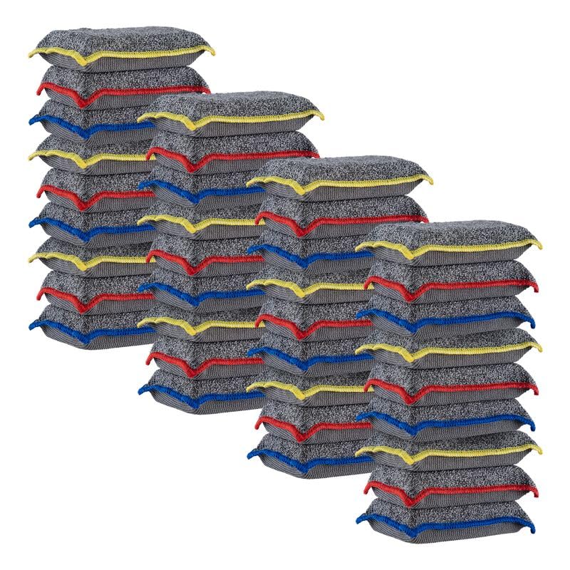 Image of Superio 36-Pack Miracle Microfiber Scrubbing Sponge, Extra Scrubbing Power Kitchen Sponge, Sink, Pot, Pan and Dish Washing, Super Absorbent and Rapid Drying, Multi-Grey