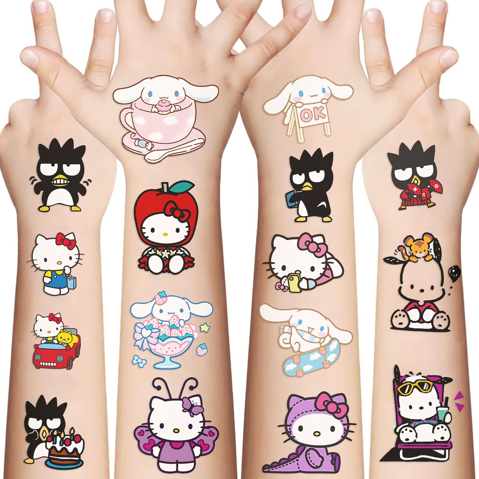 10 Sheets Temporary Tattoos for Kids, Birthday Party Favors, Cartoon Sticker Gifts for Girl Boys Home Activity Class Prizes Carnival Christmas Rewards
