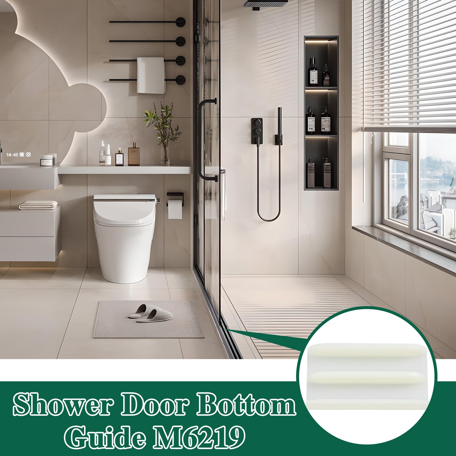 Lot De 2 Guides De Bas De Porte De Douche Coulissante M6219