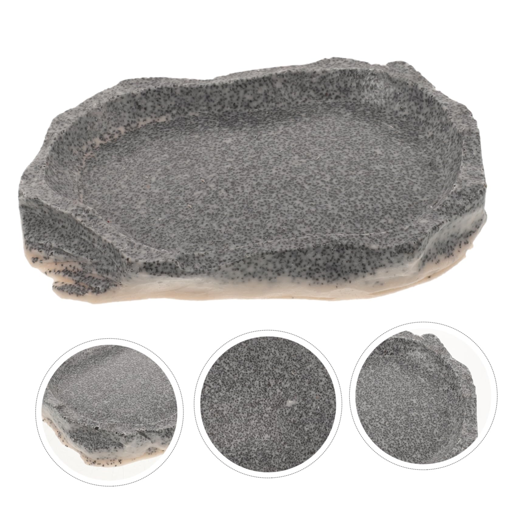 Milisten 4piezas Tazón De Resina para Alimentación De Reptiles Cuenco Simulación De Piedra para Comida y Agua De Mascotas como Lagartijas y Ranas