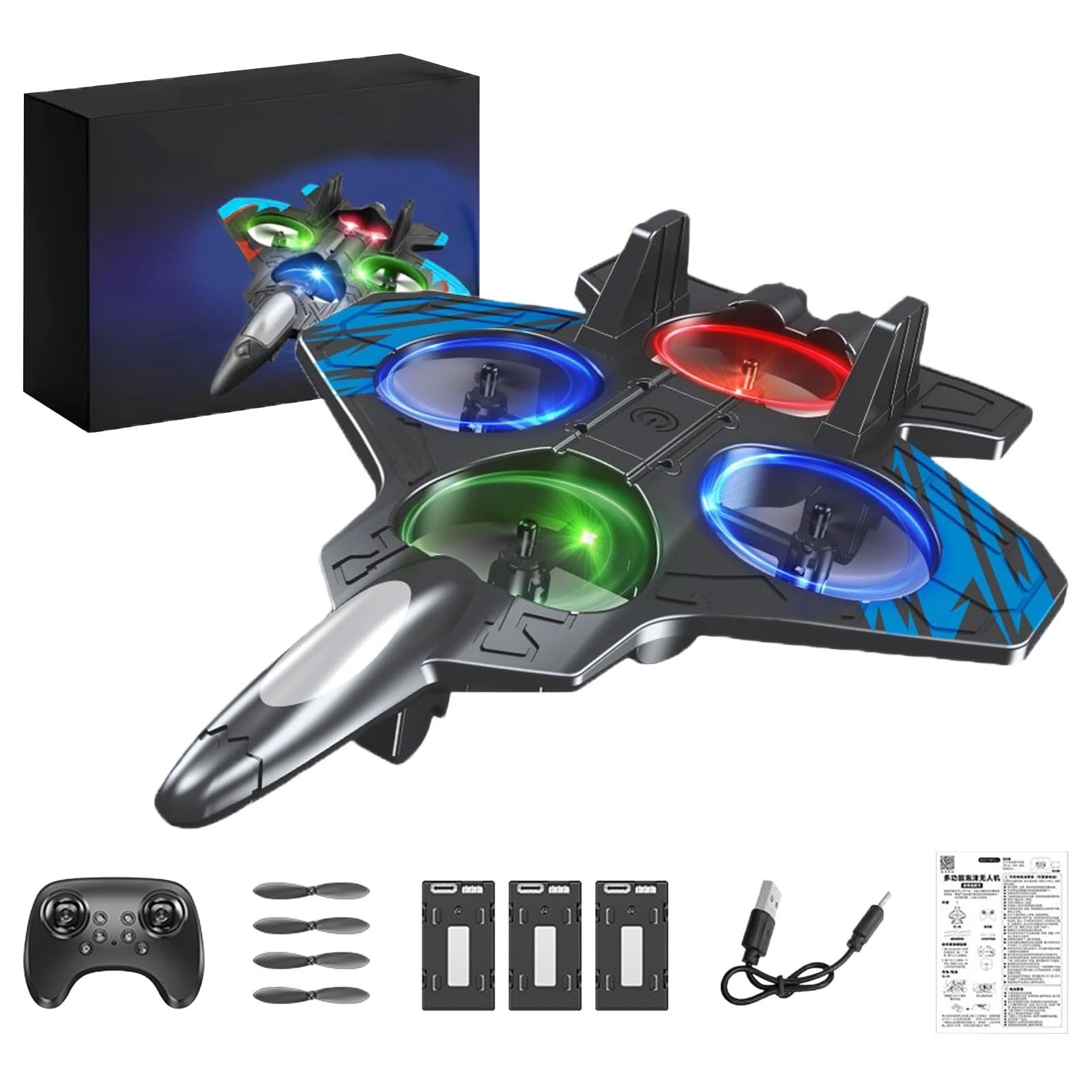 Rc Stunt For Kids And Adults Remote Control With Lights 360° Flip Stunt Rc Plane Easy Aircraft For Boys (C, One Size)