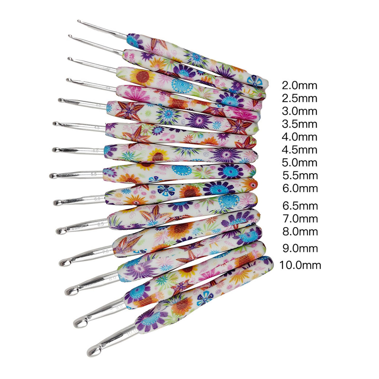 Juego de agujas de ganchillo multifuncionales largas de 2 mm a 10 mm, agujas de ganchillo ergonómicas, herramienta de tejer fácil de usar, juego de 14 ganchos de ganchillo de tamaño con funda, ganchos