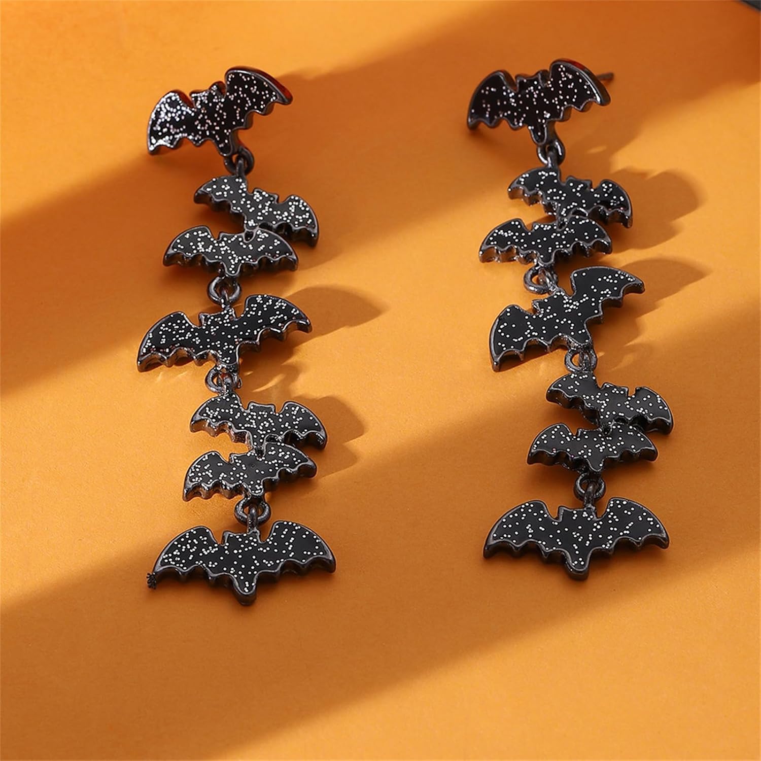 Halloween Dark Bat Spider Earrings Gothic Punk Black Vampire Bats Wing Night Flying Animal Red Crystal Spiders Fun Ghost Spooky Dangle Drop Earrings for Women Halloween Scary Party Fashion Jewelry Gifts - Image 2