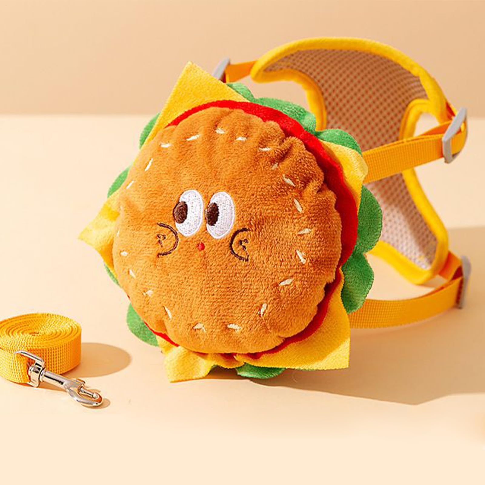 Arnés Con Mochila Para Perro,Chaleco Estilo Pack De Diseño Hamburguesa | Arnés De Paseo Para Perro Diseño Hamburguesa,Para Gatos Y Cachorros Seguridad Entrenamiento Viaje Senderismo Camping Sor