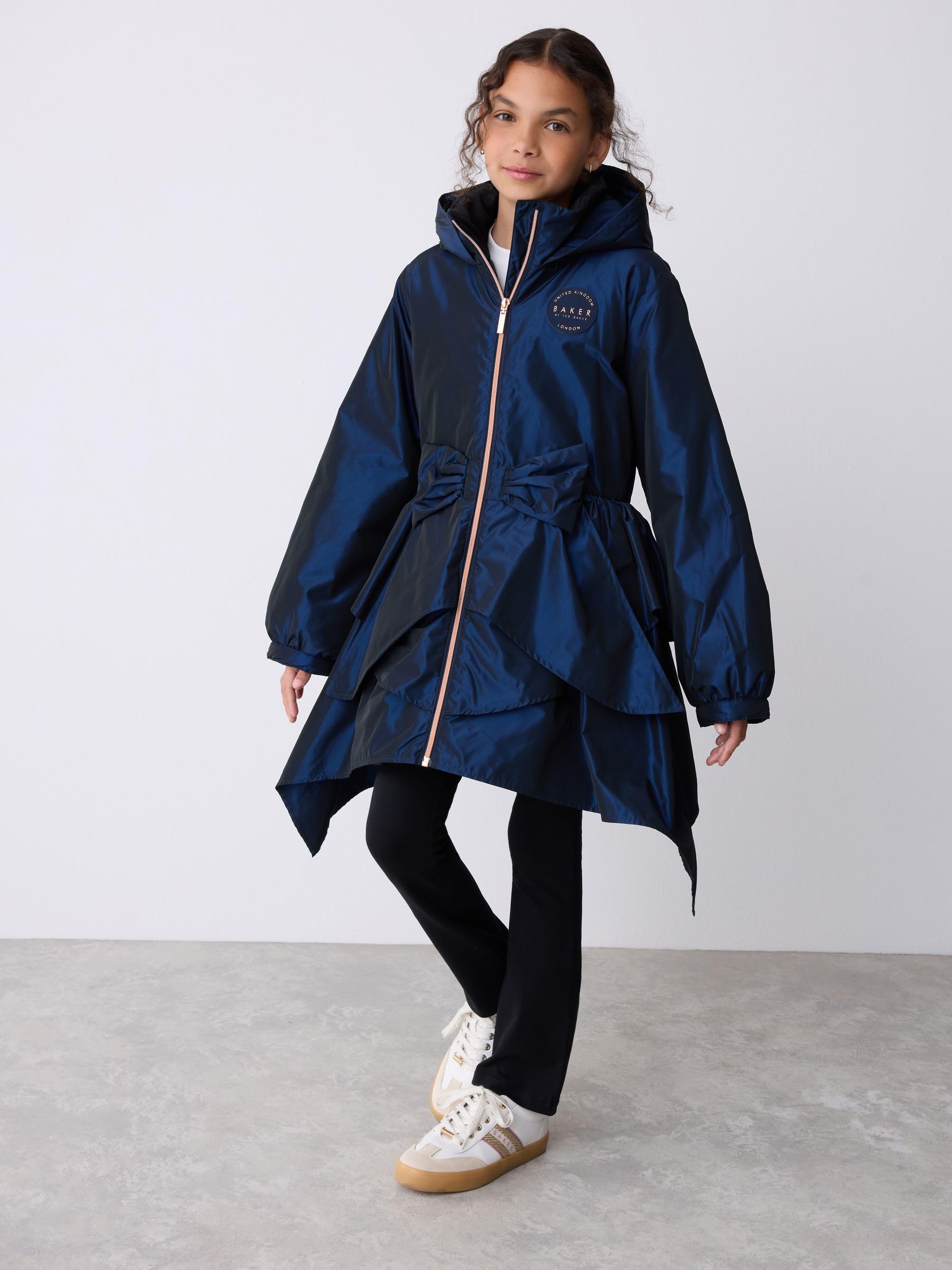 Niñas Abrigo impermeable con volantes y lazo