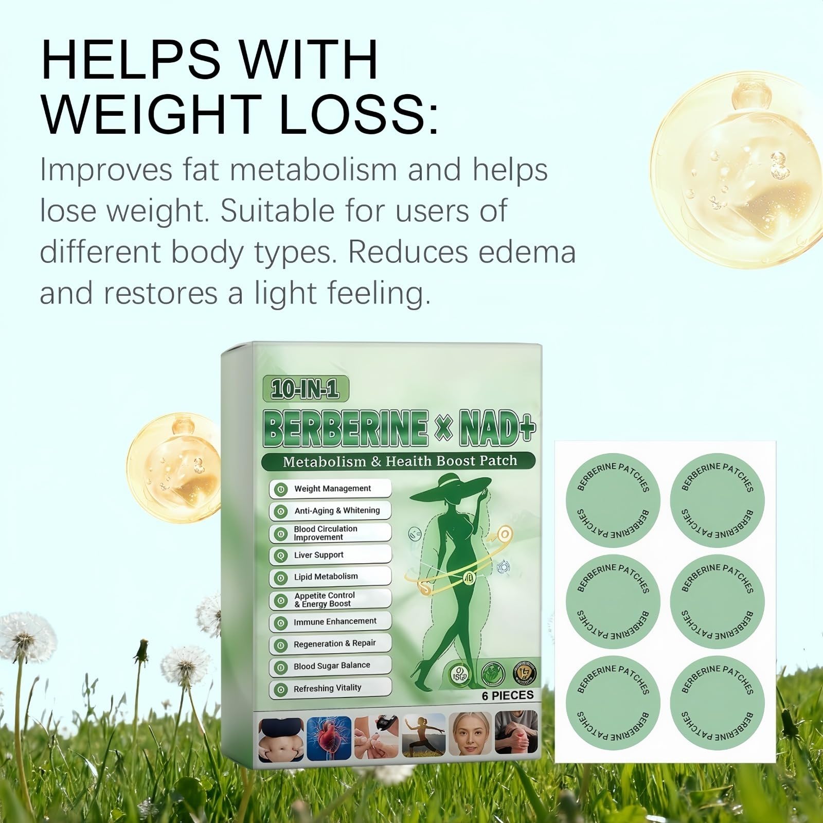 Plaster Moringa x Berberine 10 w 1, Nano Microneedle Odchudzająca naszywka, naturalne składniki, łatwa w aplikacji, niewidoczna pod ubraniem, idealna dla mężczyzn i kobiet