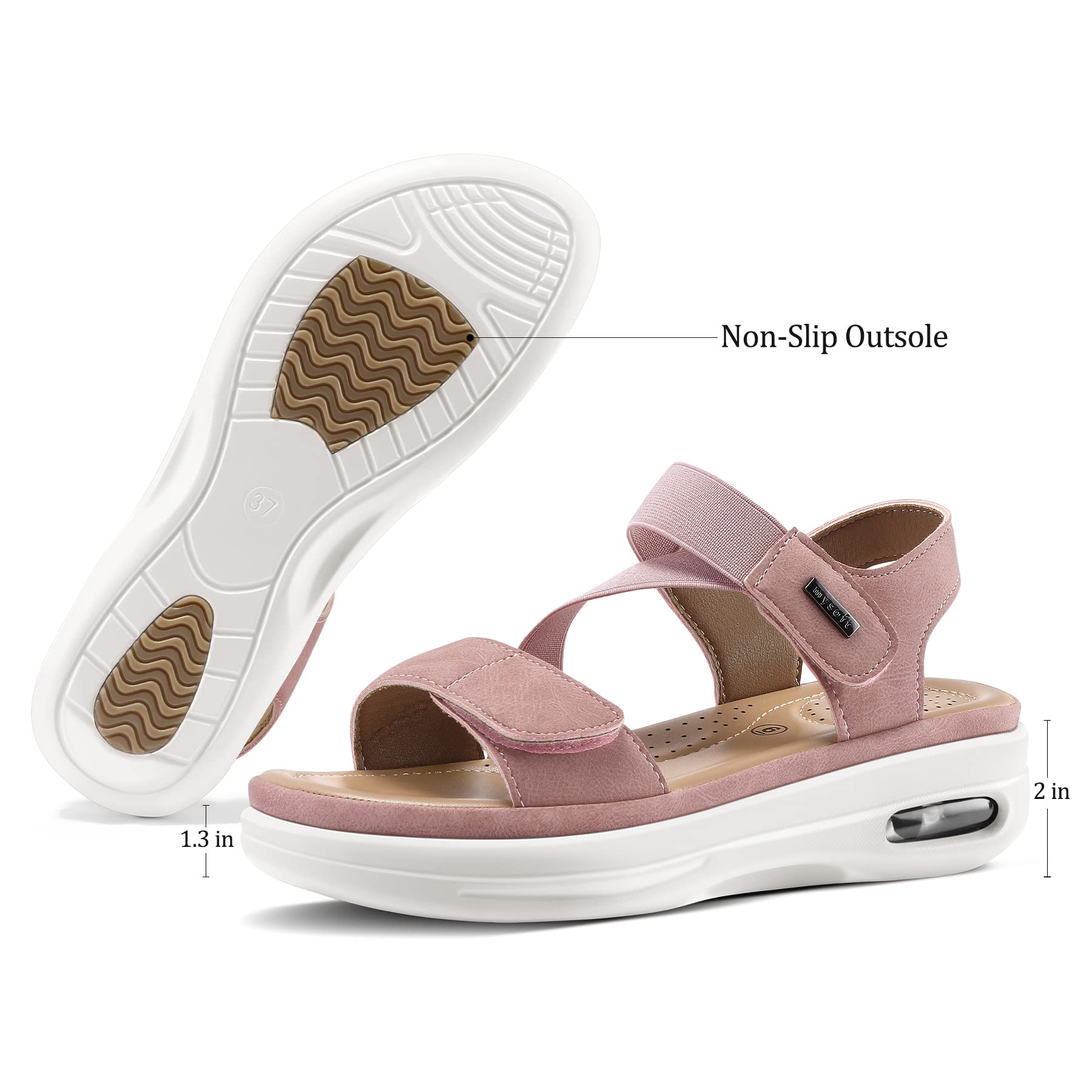 mysoft Damen Bequeme Wandersandalen Plateau Keilabsatz Knöchelriemen