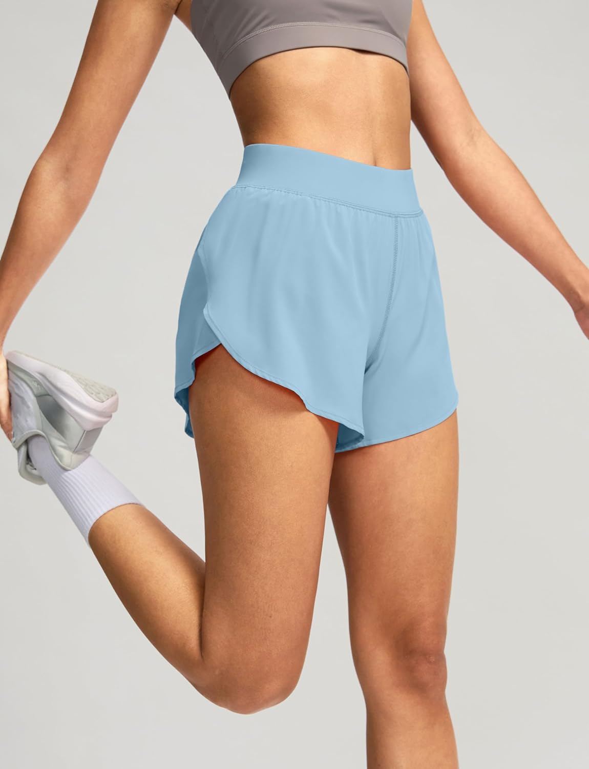 Soothfeel High Waisted Athletic Running Shorts for Women Dolphin Short High Split Quick Dry Gym Workout Shorts with Liner - Image 2