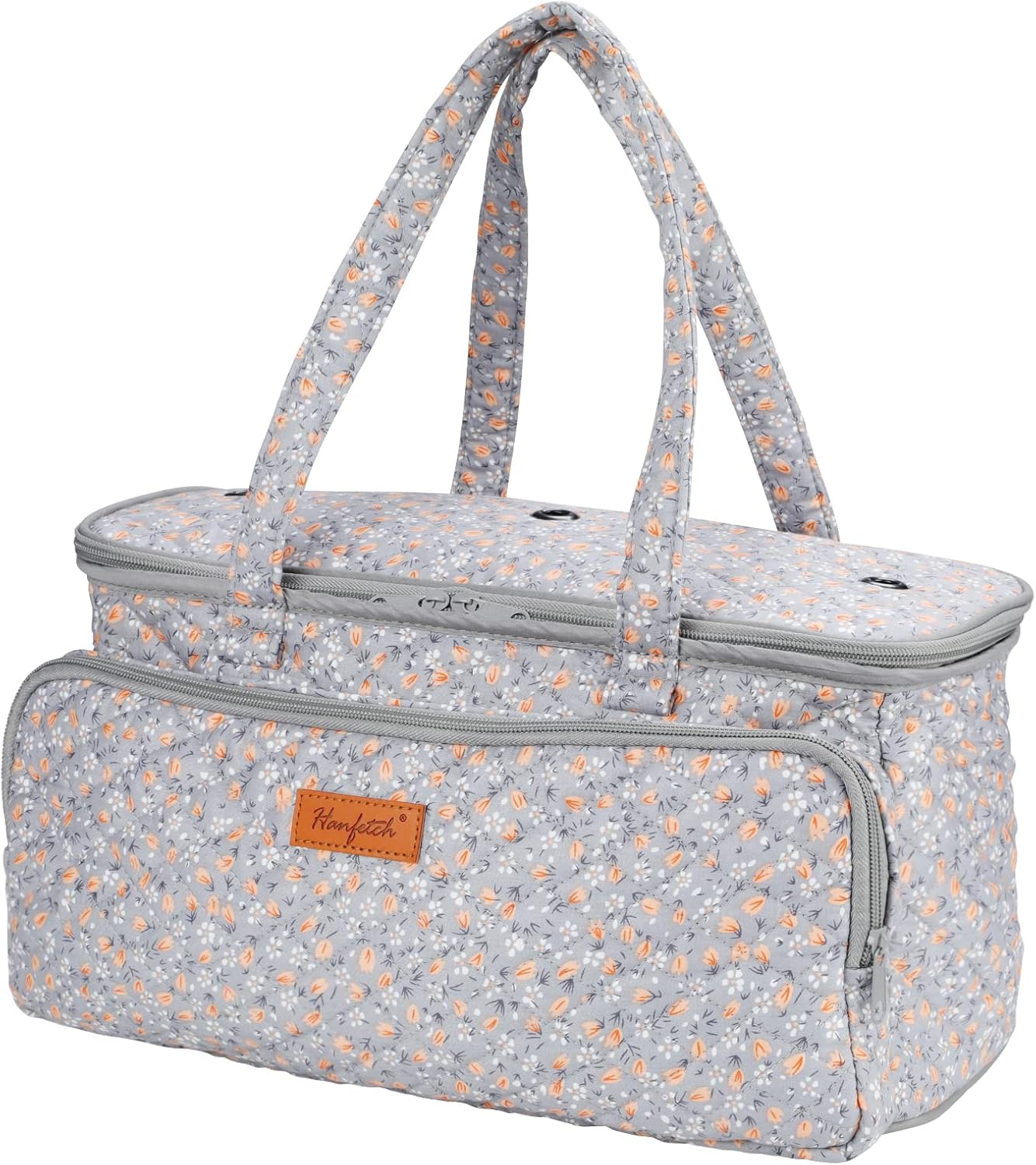 Yarn Bag-Yarn Storage Organizer with Grommets-Portable Crochet Bag for Yarn Skeins-Crochet Hooks-Knitting Needles -Other Accessories (Tulip-Orange)