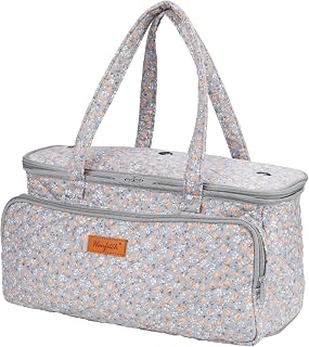 Yarn Bag-Yarn Storage Organizer with Grommets-Portable Crochet Bag for Yarn Skeins-Crochet Hooks-Knitting Needles -Other Accessories (Tulip-Orange)