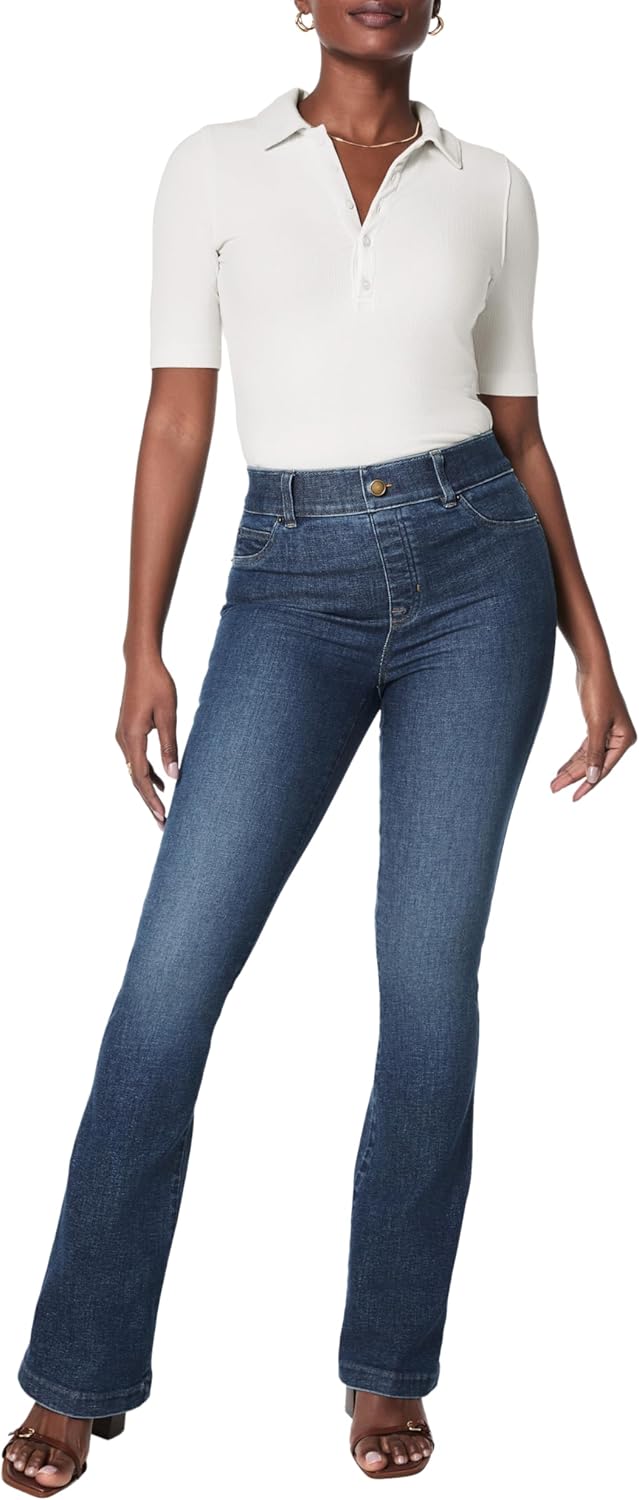 SPANXshape Original EveryWear Flare Jeans - Core Shaping for Women - High-Rise - Pull-On Denim - Authentic Blue