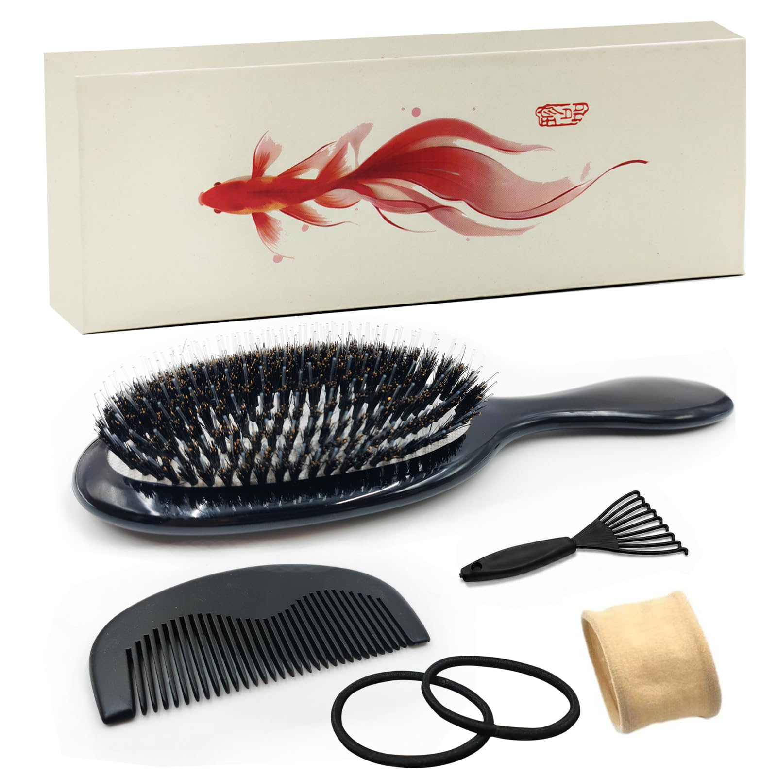 No Shampoo Hair Brush,100% Boar Bristle Hair Brush Set,Hair Brushes for Oily Hair, No Shampoo Fine Hair, Hair Brush for Women,Enhance Shine & Health