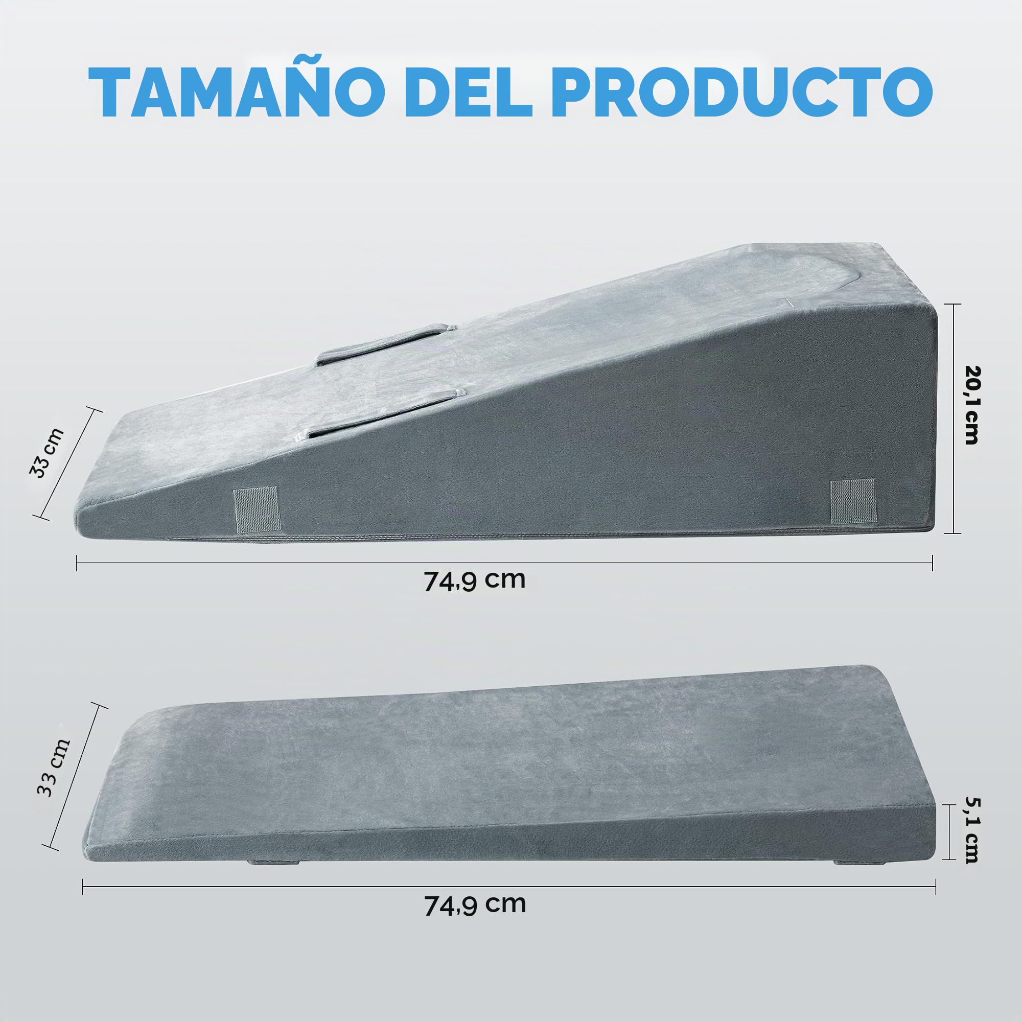 Almohada de Elevación de Piernas, Cojín de Cuña de Espuma Premium Ajustable, Alivia el Dolor Articular Postoperatorio, Curva Ergonómica para Mejorar la Circulación Sanguínea