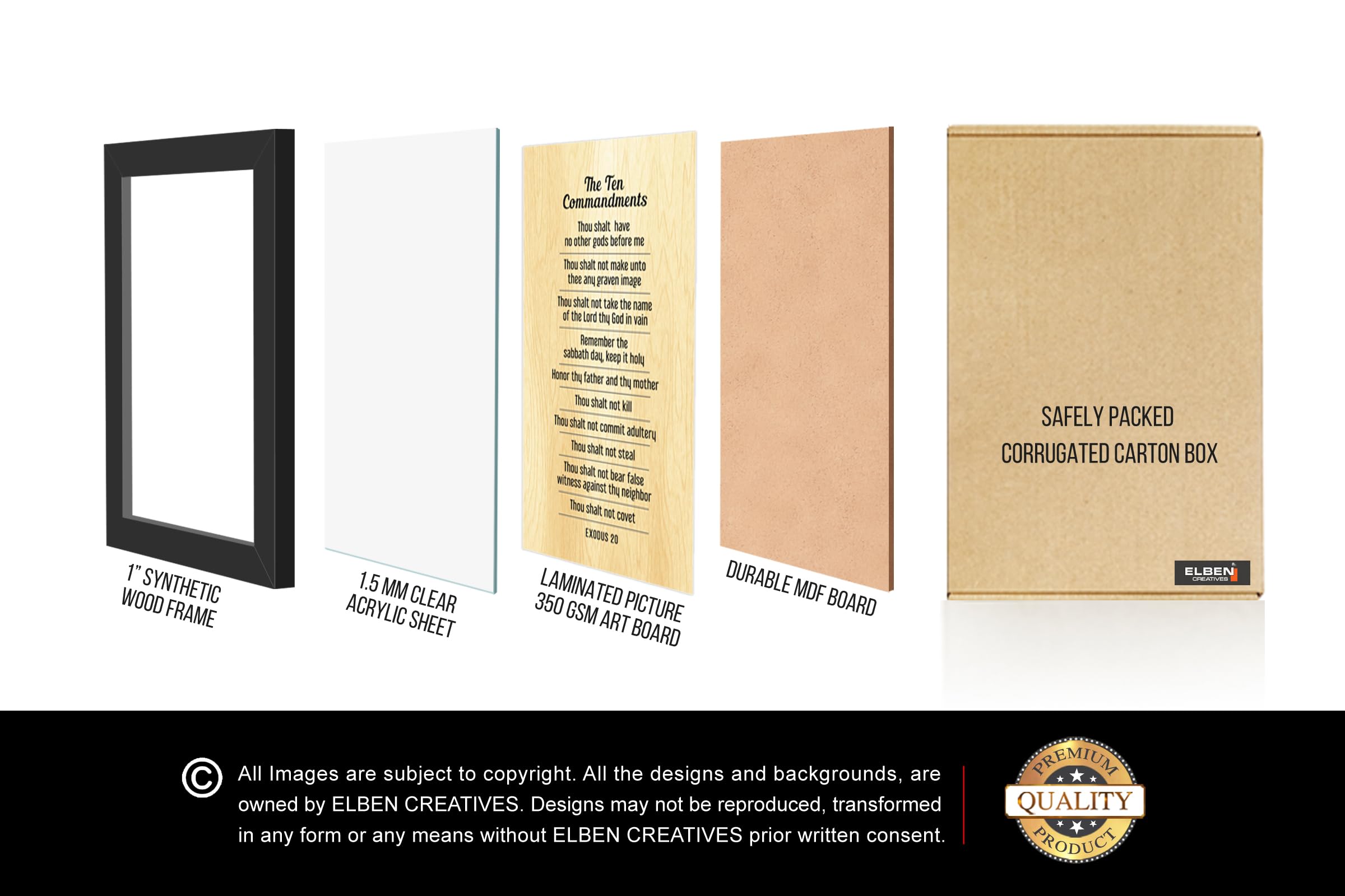 Elben Creatives Bible Verses Wall Frames: The Ten Commandments-Exodus 20 1