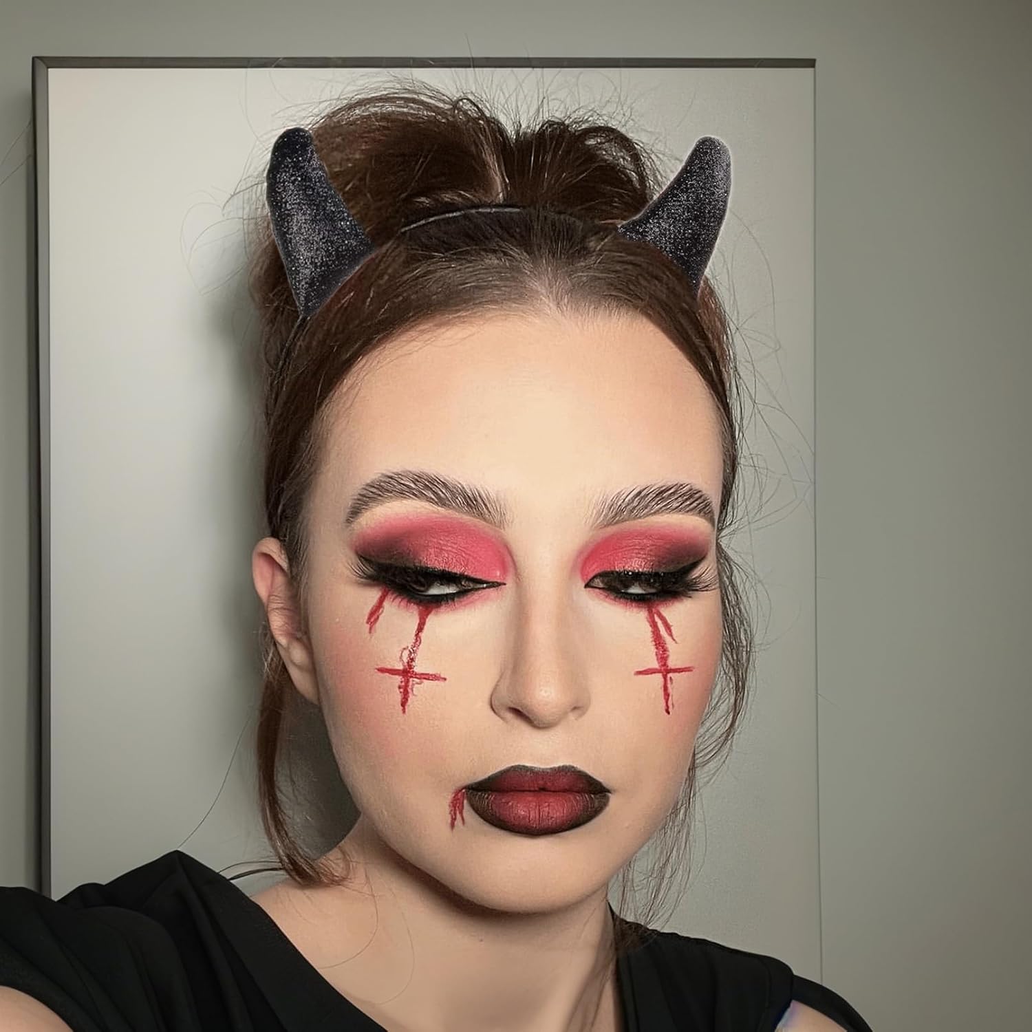 Merroyal Glitter Devil Horns Headband Halloween Fancy Dress Cosplay Hairband - Image 4