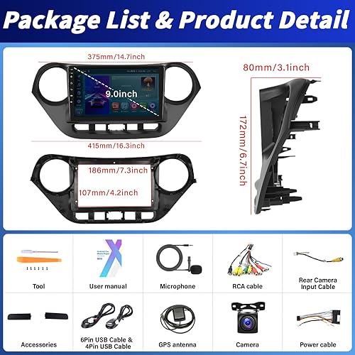 Miniatura 8 de 2+32G Android 11 Car Stereo para Hyundai I10 2013-2018 con Apple Carplay Android Auto, pantalla táctil de 9 '' en Dash GPS Radio con Navi WiFi