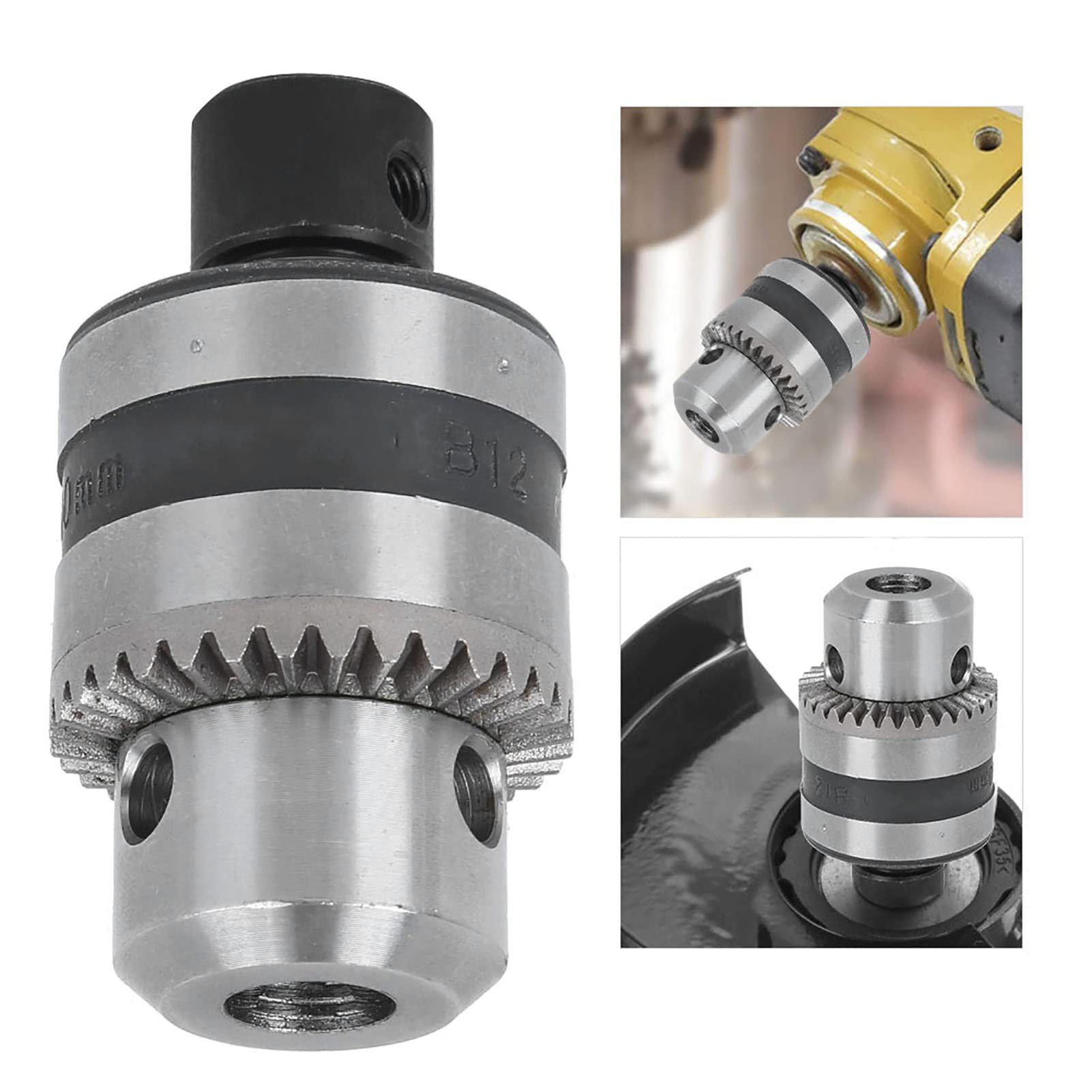 Mandrino per Trapano Elettrico Mini, Foro di Fissaggio da 8 mm, mandrino per Trapano a 3 Griffe con Chiave a Clip, per rettificatrice da Tavolo e Trapano, Foratura, rettifica, lucidatura