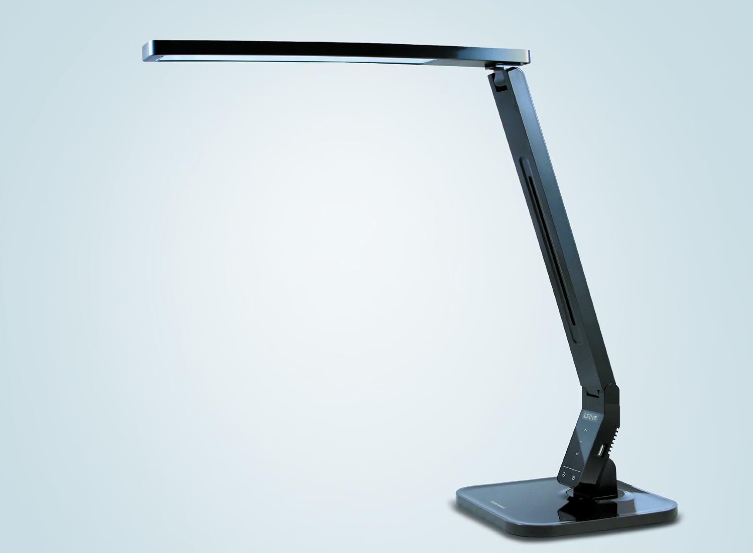 Softech - Natural Light Smart LED Lamp with Dimmable Light-Black (4 Lighting Modes, 5-Level Dimmer, Touch-Sensitive Control Panel, Auto Timer, USB Charging Port 5V/1.5A, Mobile Device Charger)