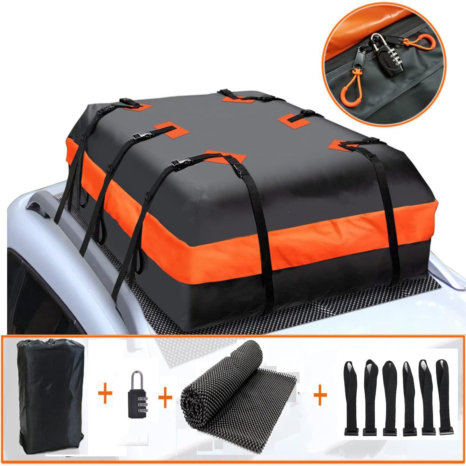 Transportador de Carga en la azotea,Resistente al Agua,Bolsa de Techo Suave para Mercedes-Benz R-Class W251 2005-2017.,C-Orange with Black