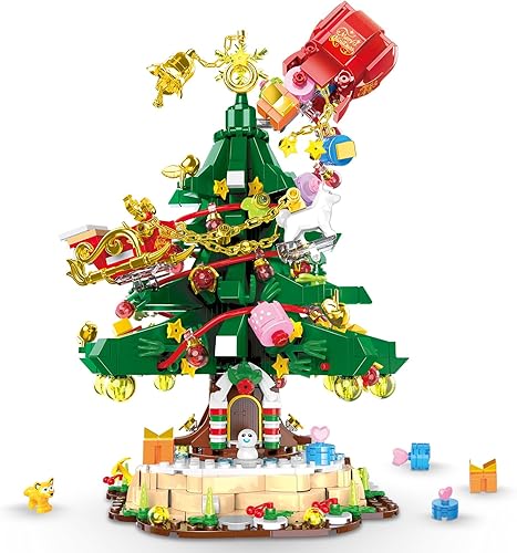 Juego de bloques de construcción de árbol de Navidad, 1124 piezas de ladrillos de construcción de Navidad, juguete de regalo de Navidad o cumpleaños