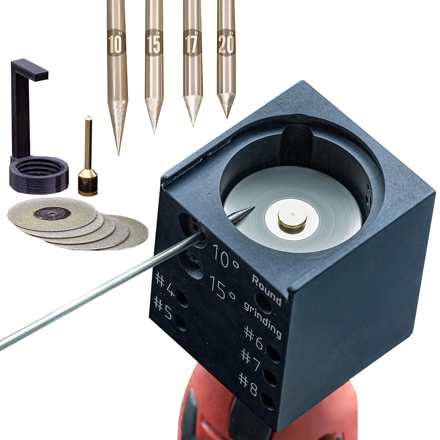 LMT Tungsten Sharpener V3 Rotary Tool for TIG Welding -Tungsten Electrode Sharpener with Stick-Out Gauge & Cut-Off Slot - 4in1 Sharpener for Tig Welding with Sharpens 4Sizes & 4Angles - Made in Norway
