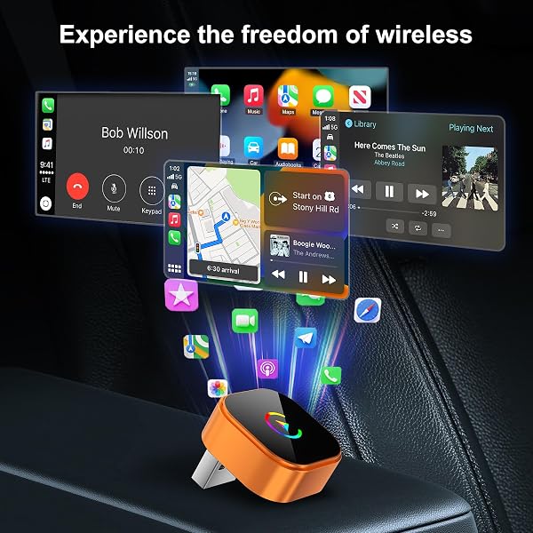 Intenso Wireless CarPlay Adapter for iPhone & Android Auto - 2026 UpgradeWired to Wireless Converter, Plug & Play, Zero Delay, Fast Auto-Reconnect, Stable Control, iOS 10+/Android 11+ - 4
