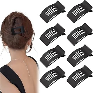 Paquete de 8 pinzas para el cabello planas francesas negras para mujer, pasadores mate elegantes con diseño antideslizante, accesorios ligeros y elegantes para el cabello para looks diarios y peinados