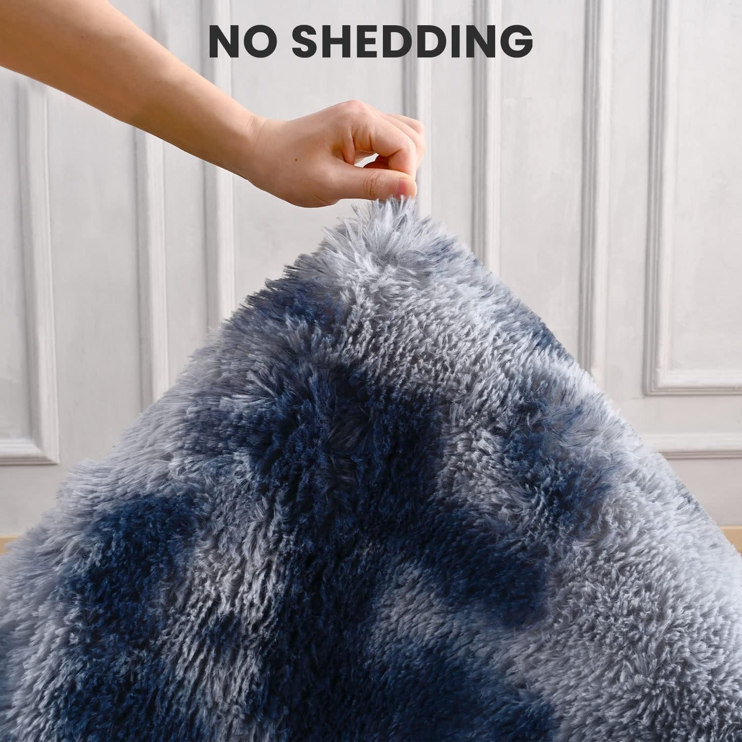 Terrug Fluffy Area Rug for Bedroom, Tie-Dyed Dark Grey 4x6 Ft Throw Rug for Living Room Kids Room, Ultra-Soft Plush Washable Carpet with Non-Slip Rubber Backing, Cozy Floor Decoration