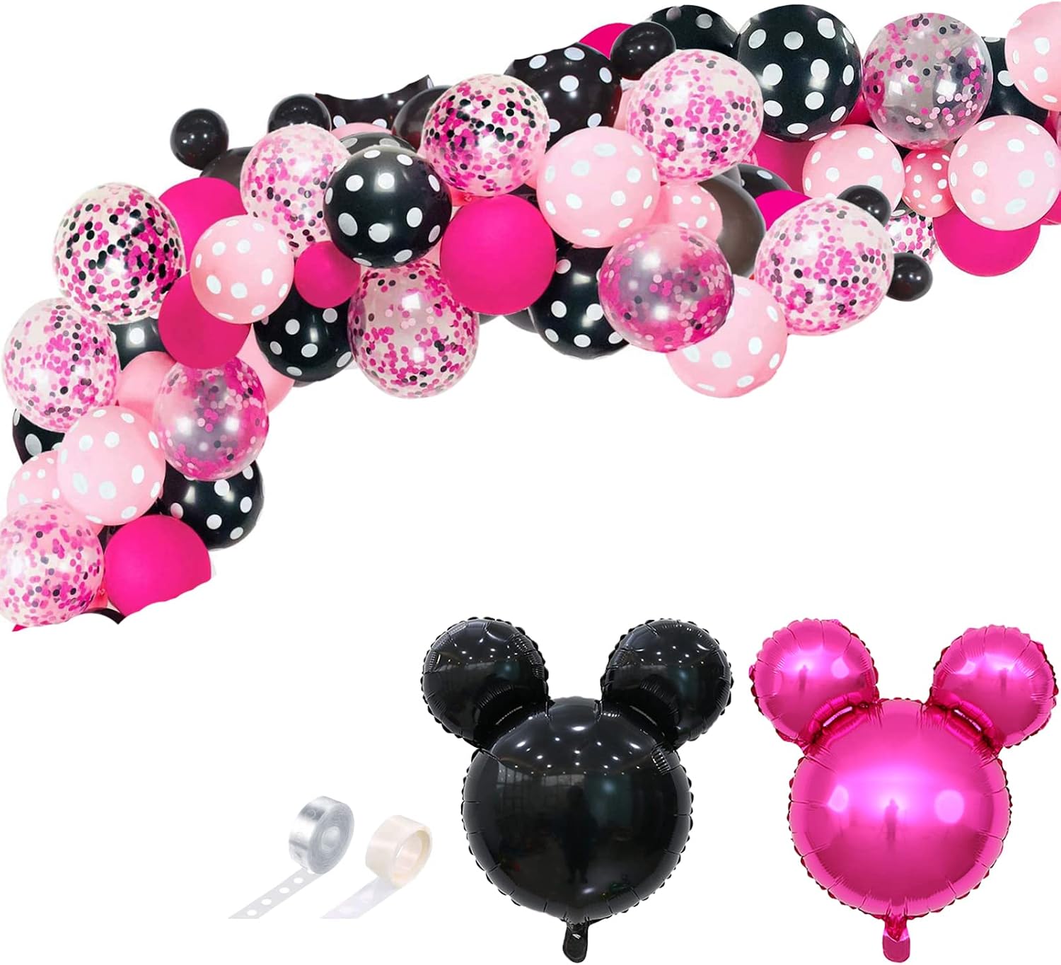 Party Supplies 1st 2nd 3rd Birthday, Mouse Themed Party Decorations for Girls Pink Balloons Garland Arch Kit Banner Set