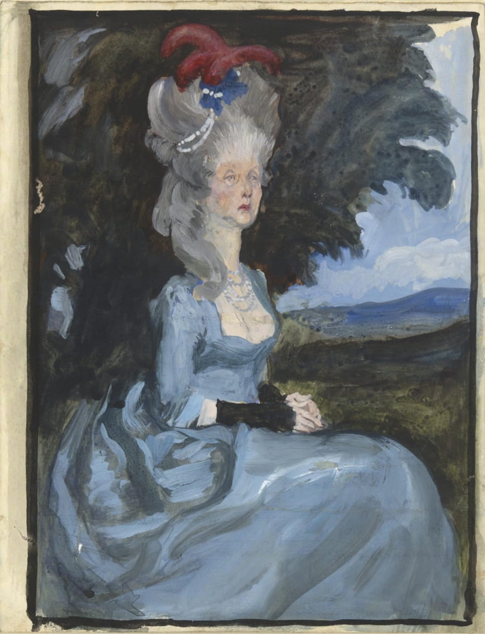 ARTXLXXBN Famous Prints Artwork Pictures Poster Painting Art Study for Aunt From Oliver Goldsmith by Edwin Austin Abbey Artwork Landscape Pictures for Home Decor 60x90cm