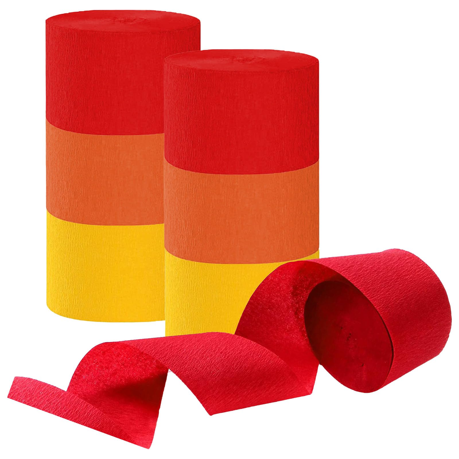 Tim&Lin Orange and Yellow and Red Crepe Paper Streamers, Party Streamer Decorations for Various Party Festival Decorations, 6 Rolls