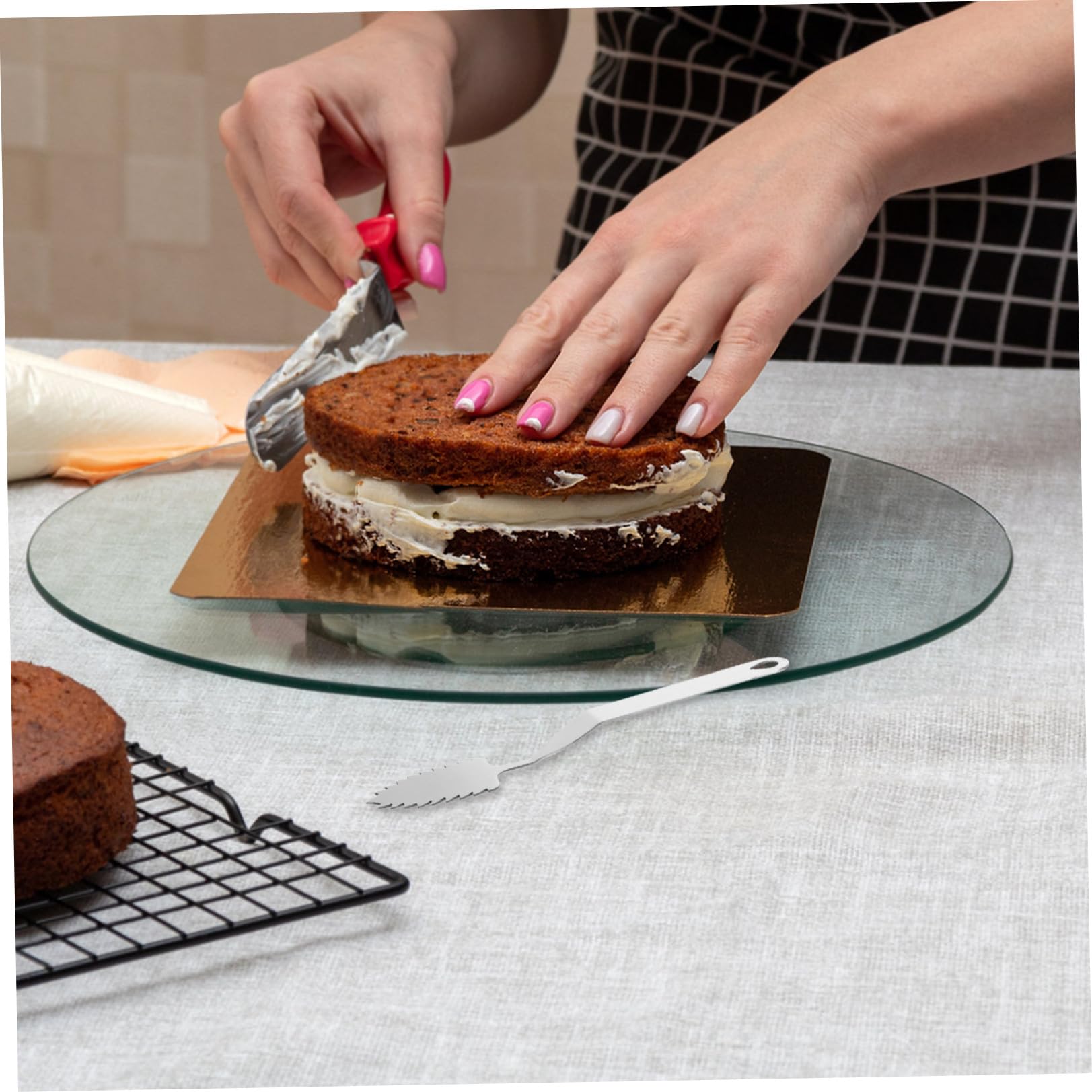 SHERCHPRY 5piezas Espátulas Para Moldes De Cortador De Herramientas Para Hornear Mousse y Pasteles Diseño Ergonómico Fácil De Limpiar Multiusos