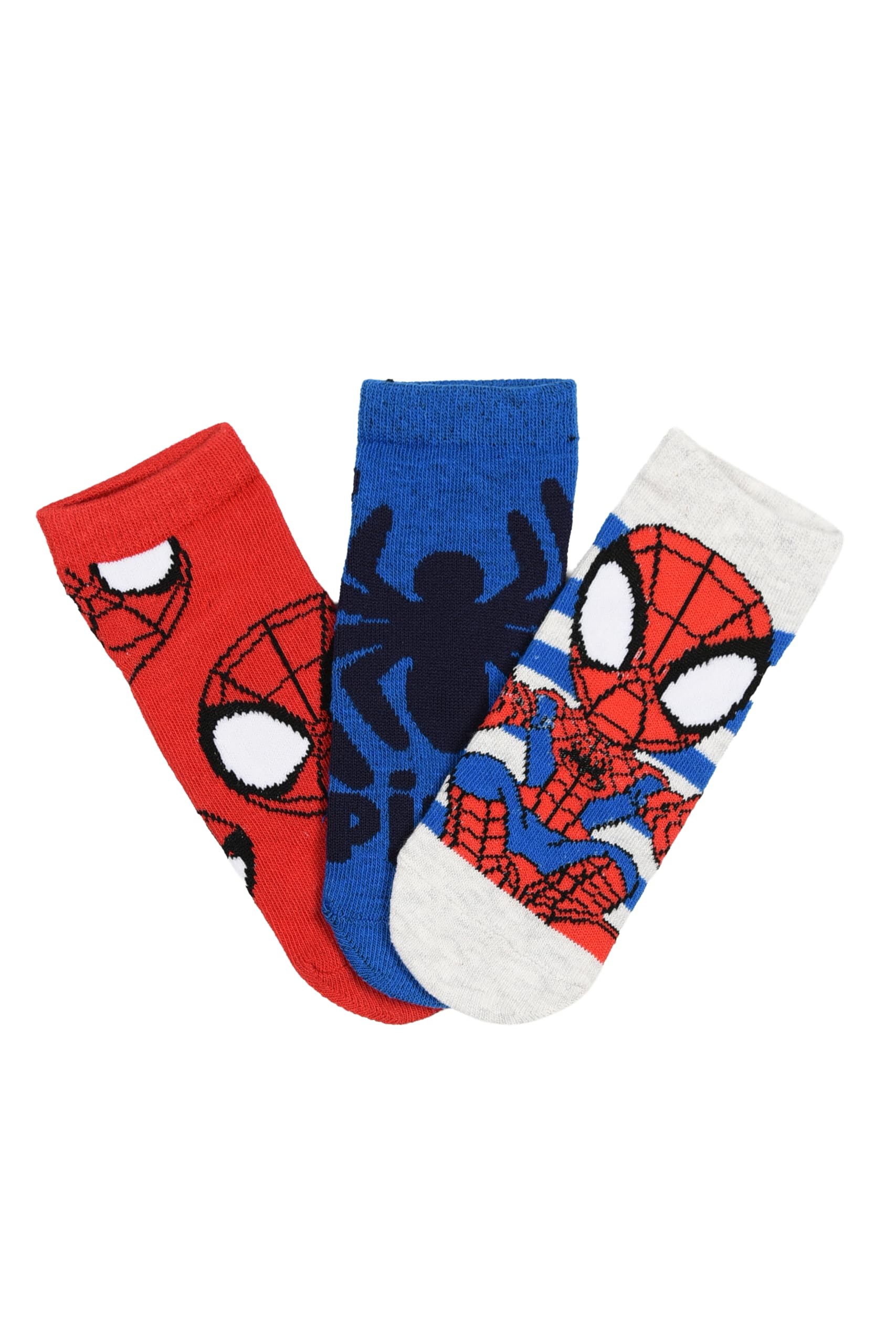 Marvel Calzini Spiderman per Bambini e Ragazzi, Set da 3 Paia, Multicolore, in Cotone, Tema Supereroe
