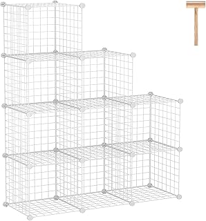 C&AHOME Wire Cube Storage, 9-Cube Organizer Metal, Wire C Grids Storage, Storage Bins Shelf, Modular Bookshelf, Closet Cabinet Ideal for Home, Living Room, Office 36.6”L x 12.4”W x 48.4”H White