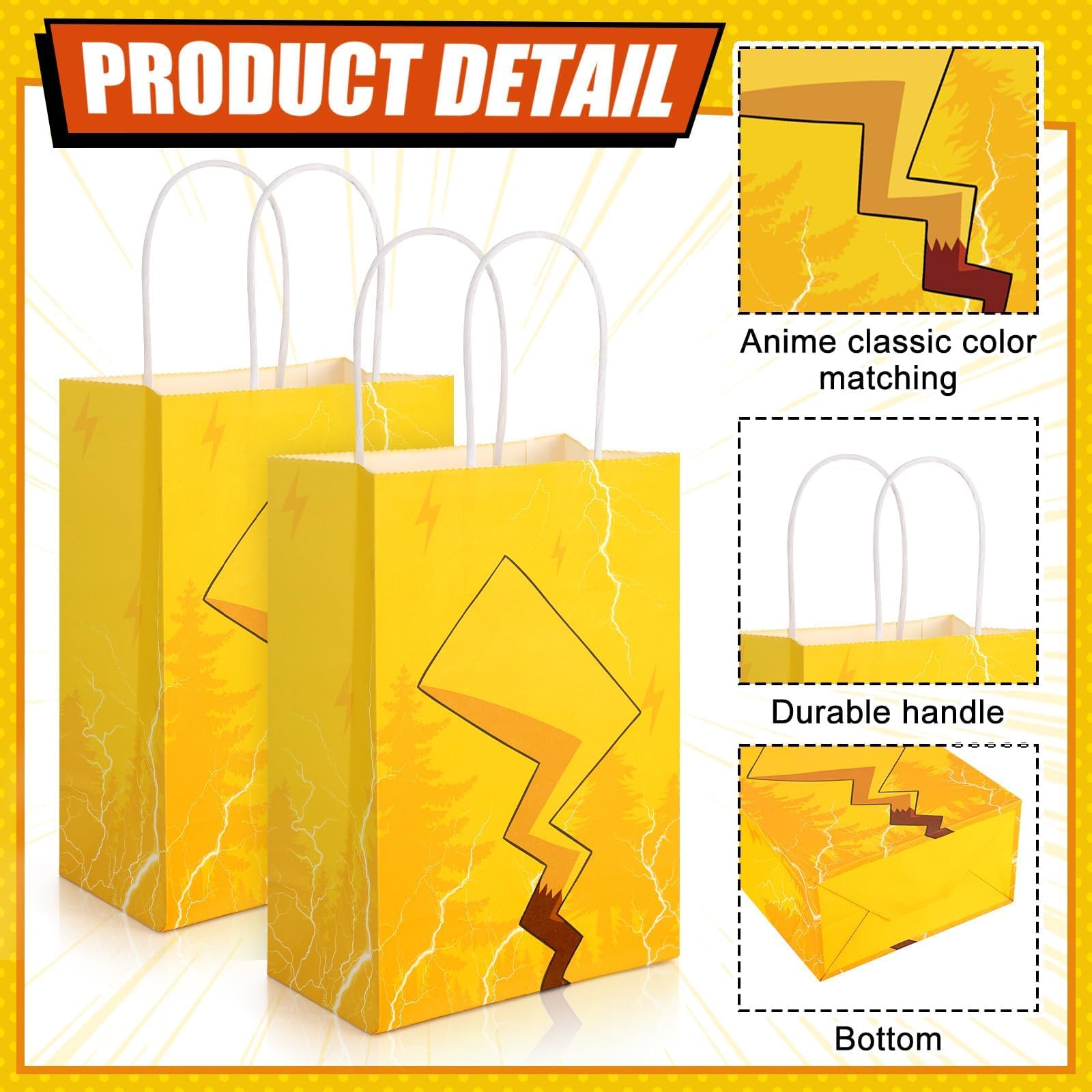 24 Pcs Cartoon Paper Bags Animation Party Gift Bags Red Kraft Treat Bag with Handle Birthday Party Supplies Paper Goodie Bags 8 x 5.1 x 3.1 Inches for Birthday Theme Supplies Baby Shower Decorations