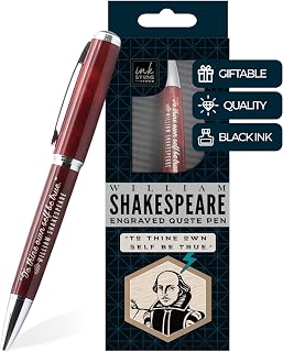William Shakespeare Engraved Inspirational Quote Pen - To Thine Own Self Be True. - Literary Gifts for Writers Authors Readers Actors Librarians English Teachers